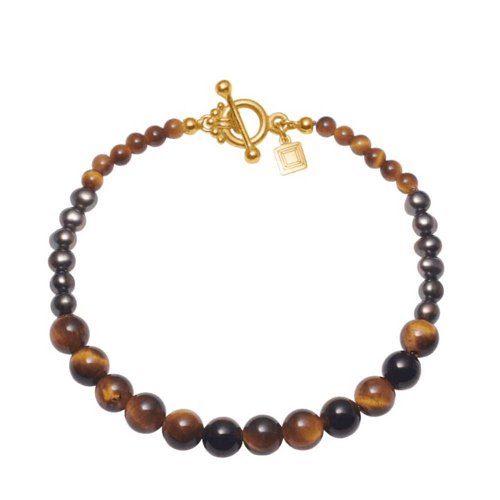 Carré Armbånd Dani armbånd med Peacock perle og Tiger Eye - forgyldt FB 4628 BGTE 18cm