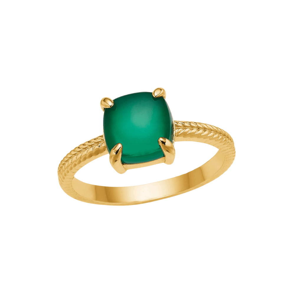 Carré Ringe Dawn ring med grøn agat - forgyldt