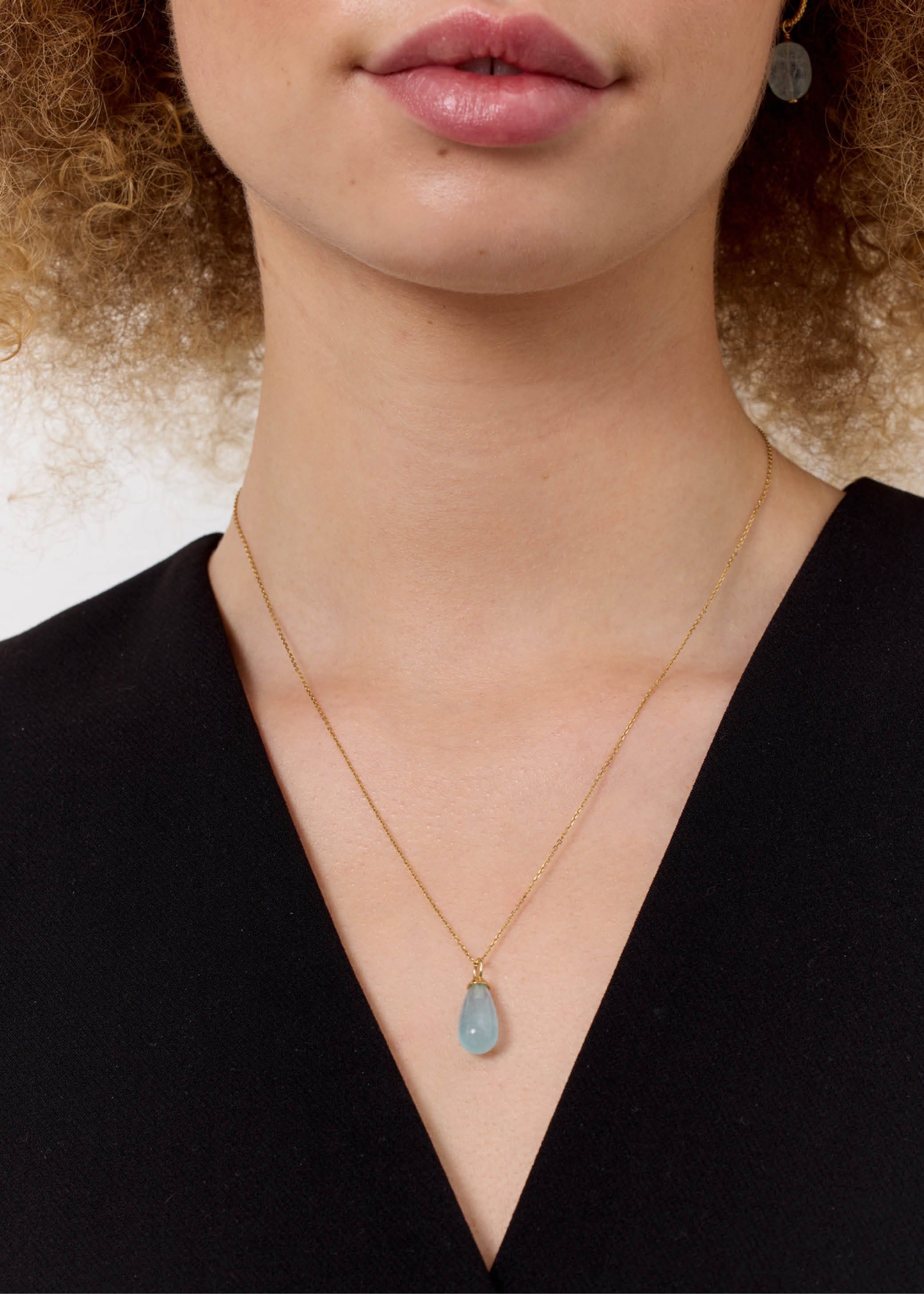 Carré Drop vedhæng med Aquamarin - 10 karat TL 4404 AQ