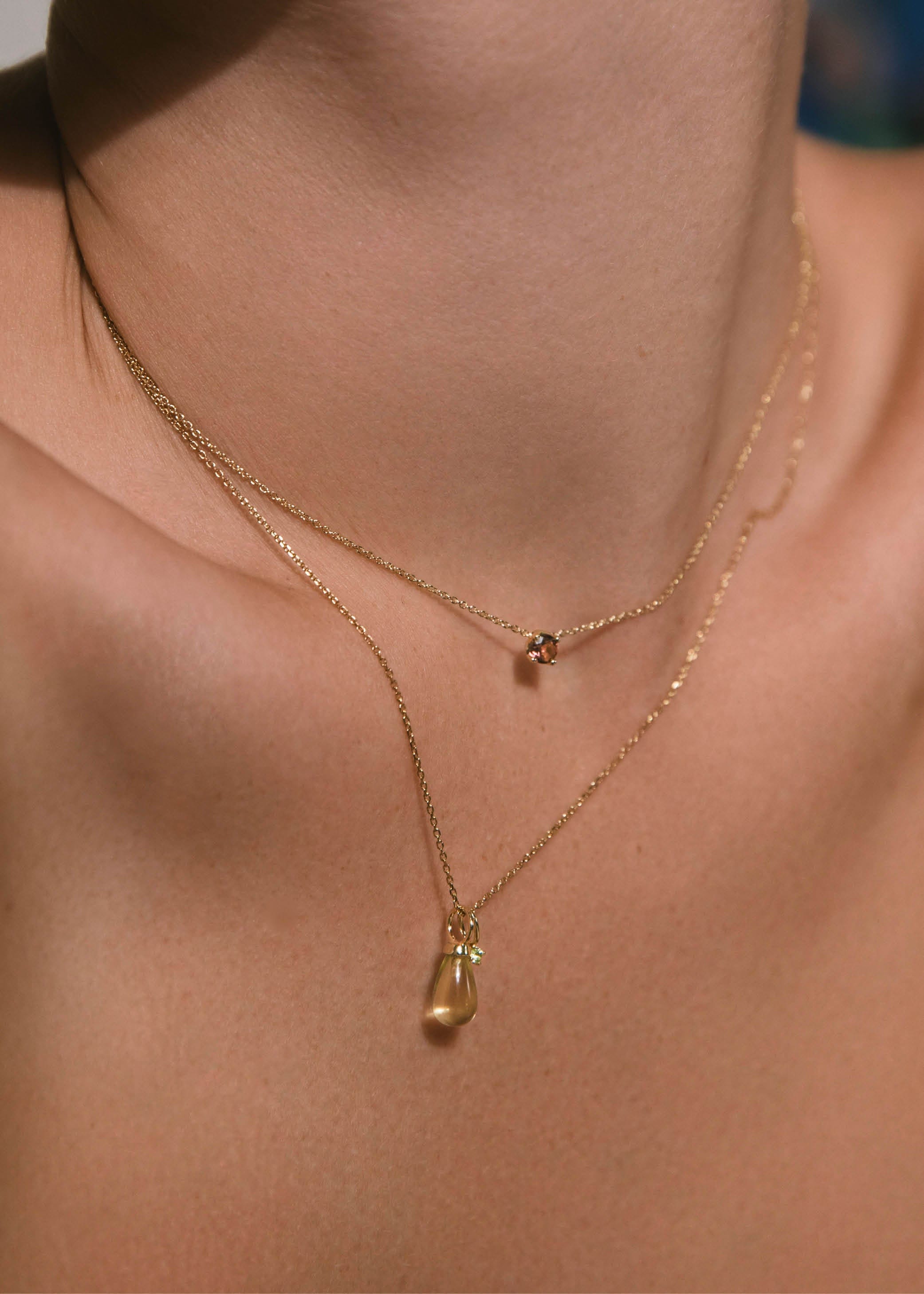 Carré Drop vedhæng med Lemon kvarts - 10 karat TL 4394 LQ