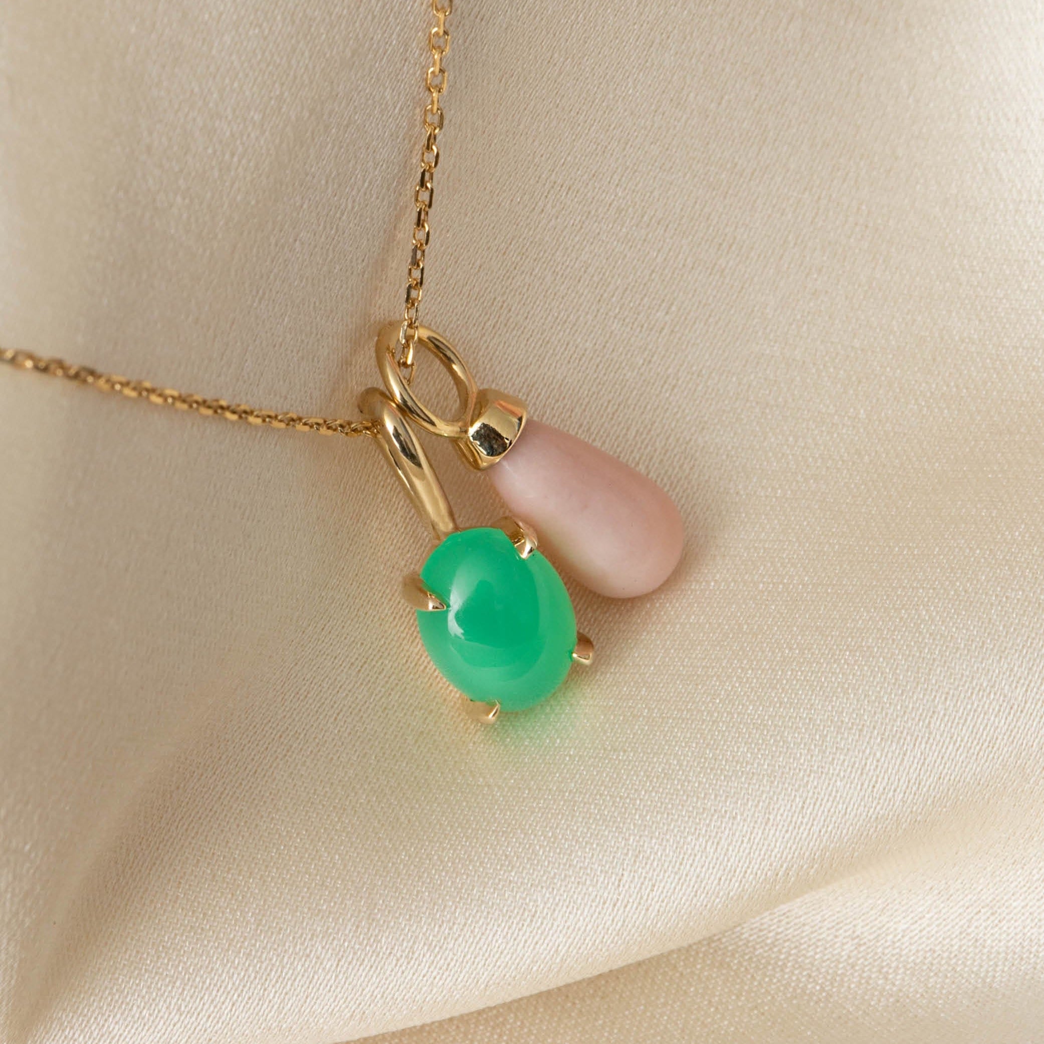 Carré Drop vedhæng med Pink Opal - 10 karat TL 4414 PO