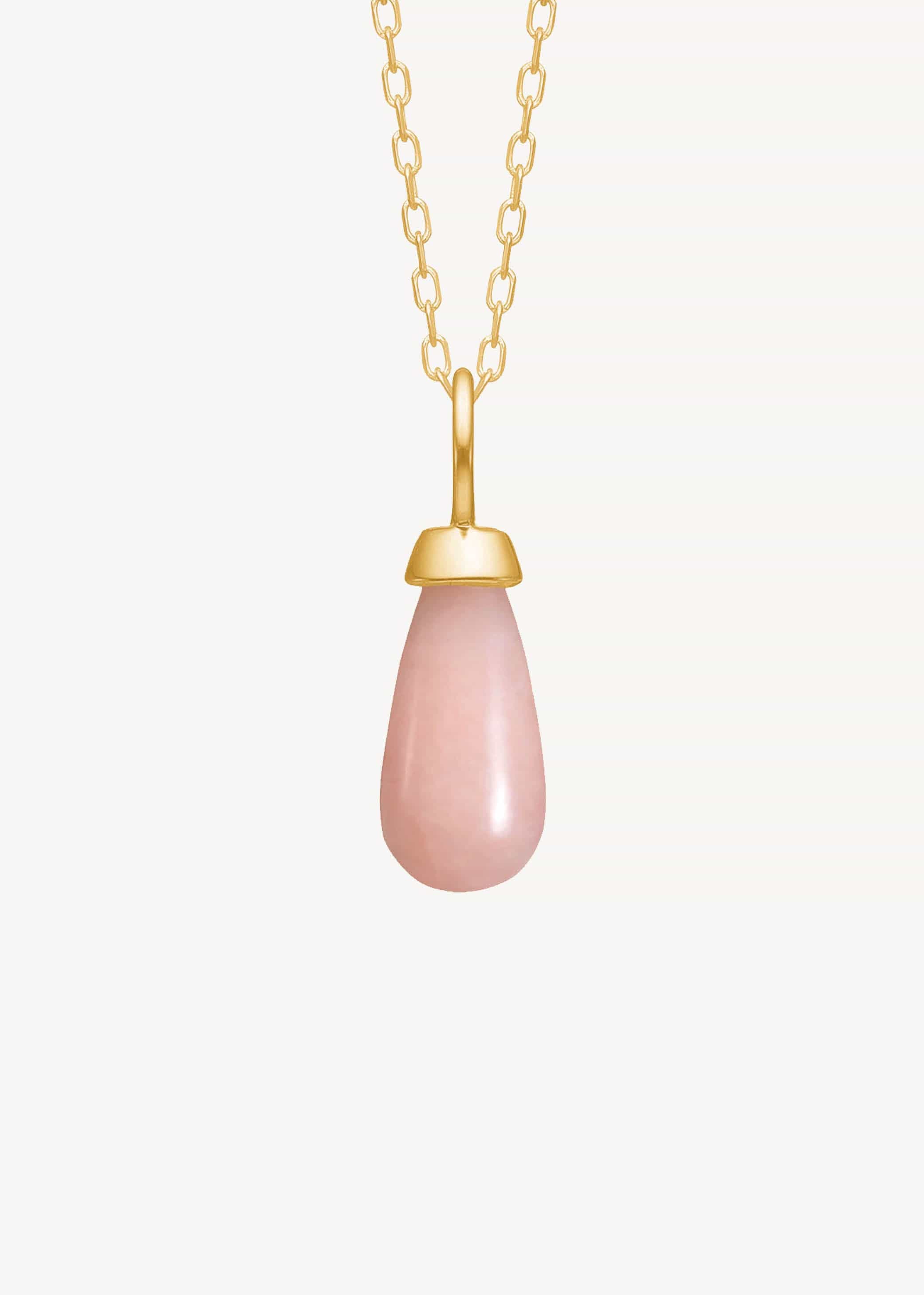 Carré Drop vedhæng med Pink Opal - 10 karat TL 4414 PO