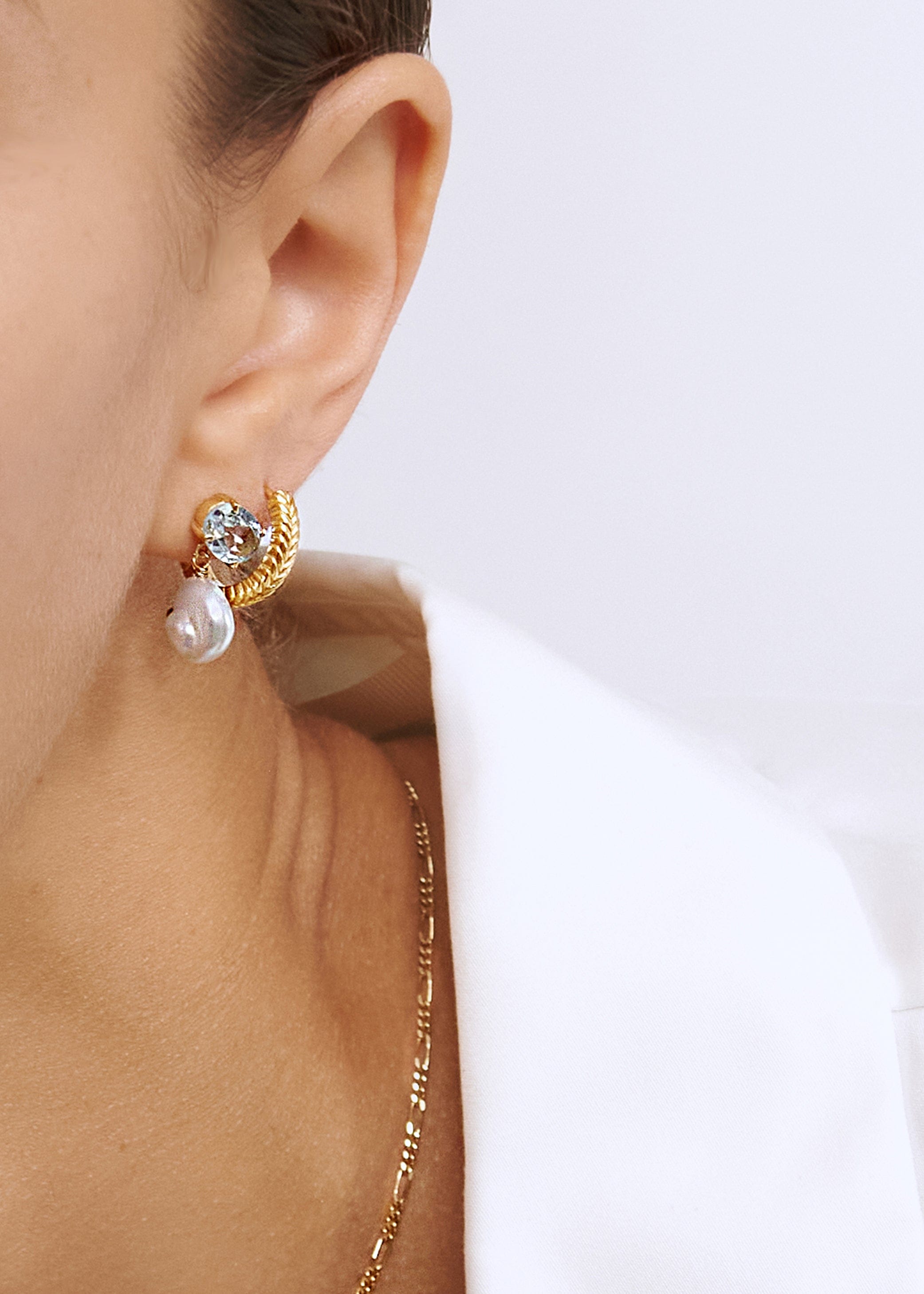 Carré Øreringe Fishbone hoops øreringe 15 mm - forgyldt FH 4492 1,5cm 1pc.