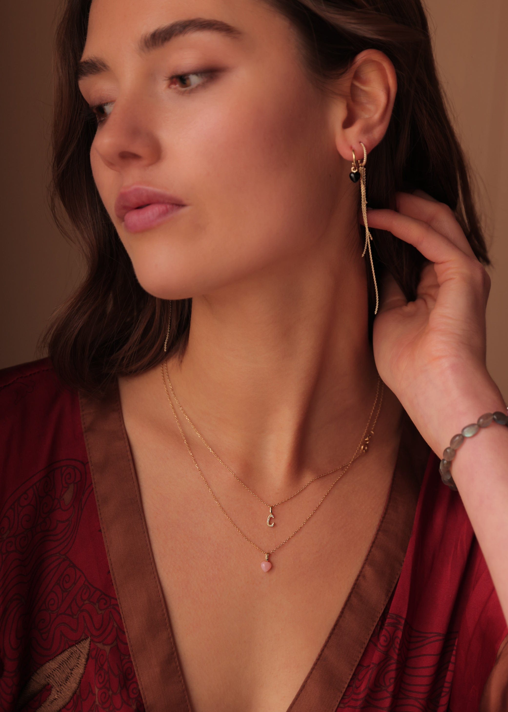 Carré Vedhæng Hjerte vedhæng med sandmånesten og diamant - 10K TL4487SMODI