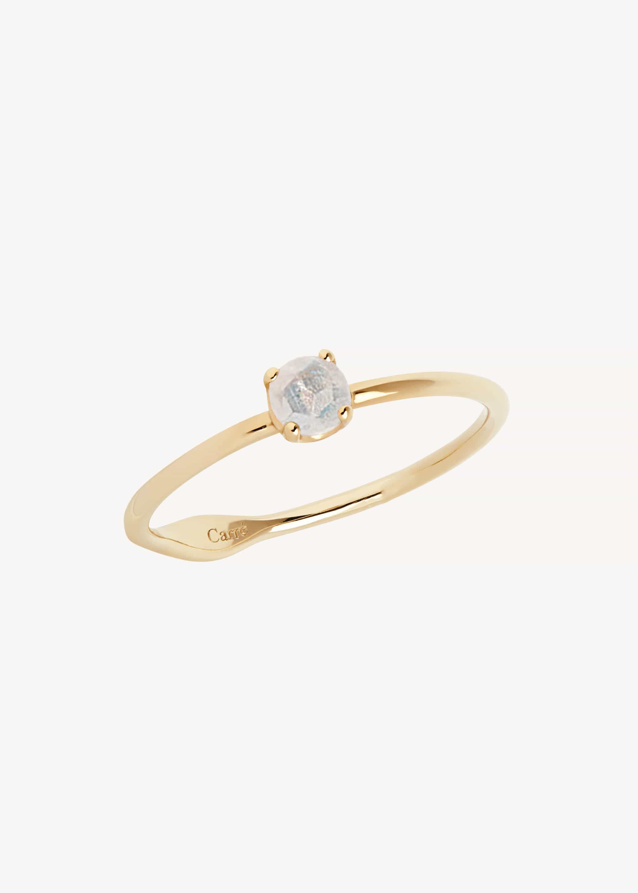 Carré Iris ring med regnbue månesten - 10 karat