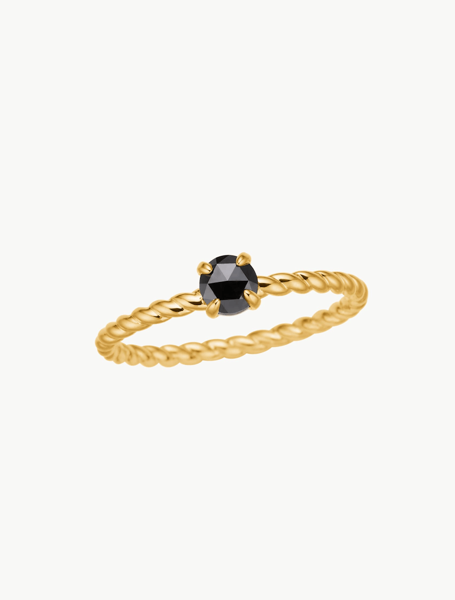 Carré Mini Bubble ring med sort diamant - 10 karat