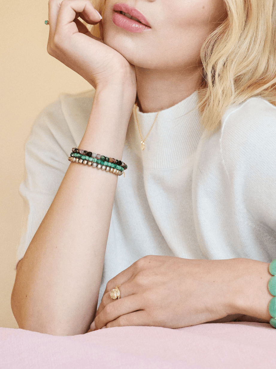 Carré Mono armbånd med mixed turmalin - forgyldt FB 4536 TR 17cm