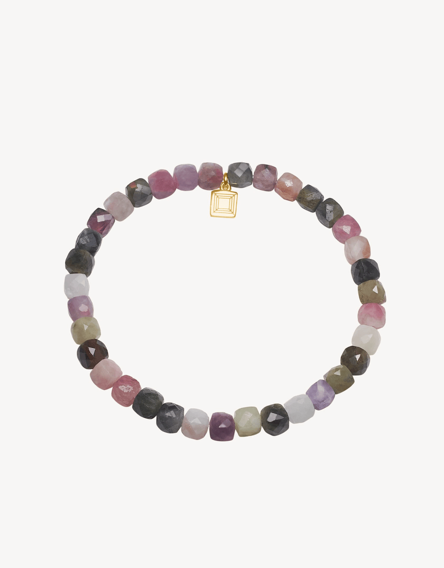 Carré Mono armbånd med mixed turmalin - forgyldt FB 4536 TR 17cm