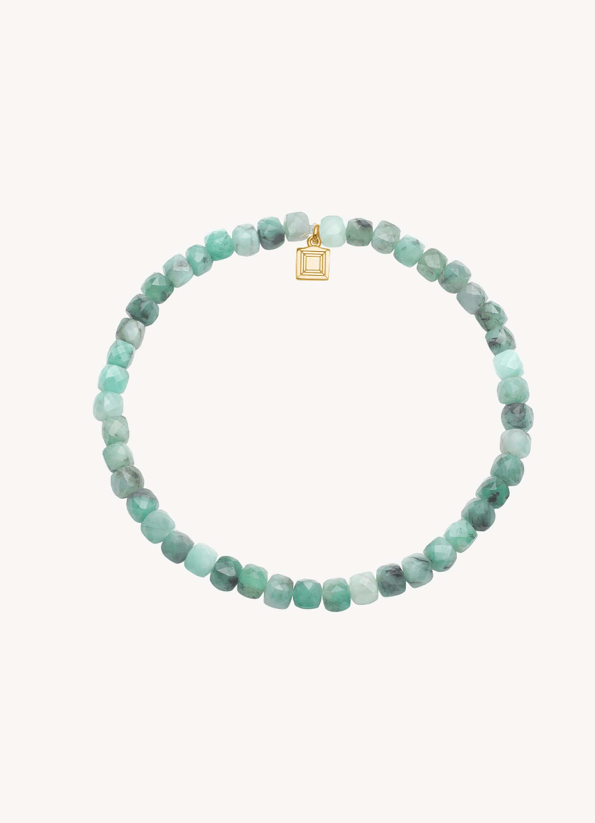 Carré Mono armbånd med Smaragd - forgyldt FB 4595 EM 17cm