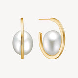 Carré Øreringe Nest hoops med barok perle - forgyldt FH 4416 Baroque