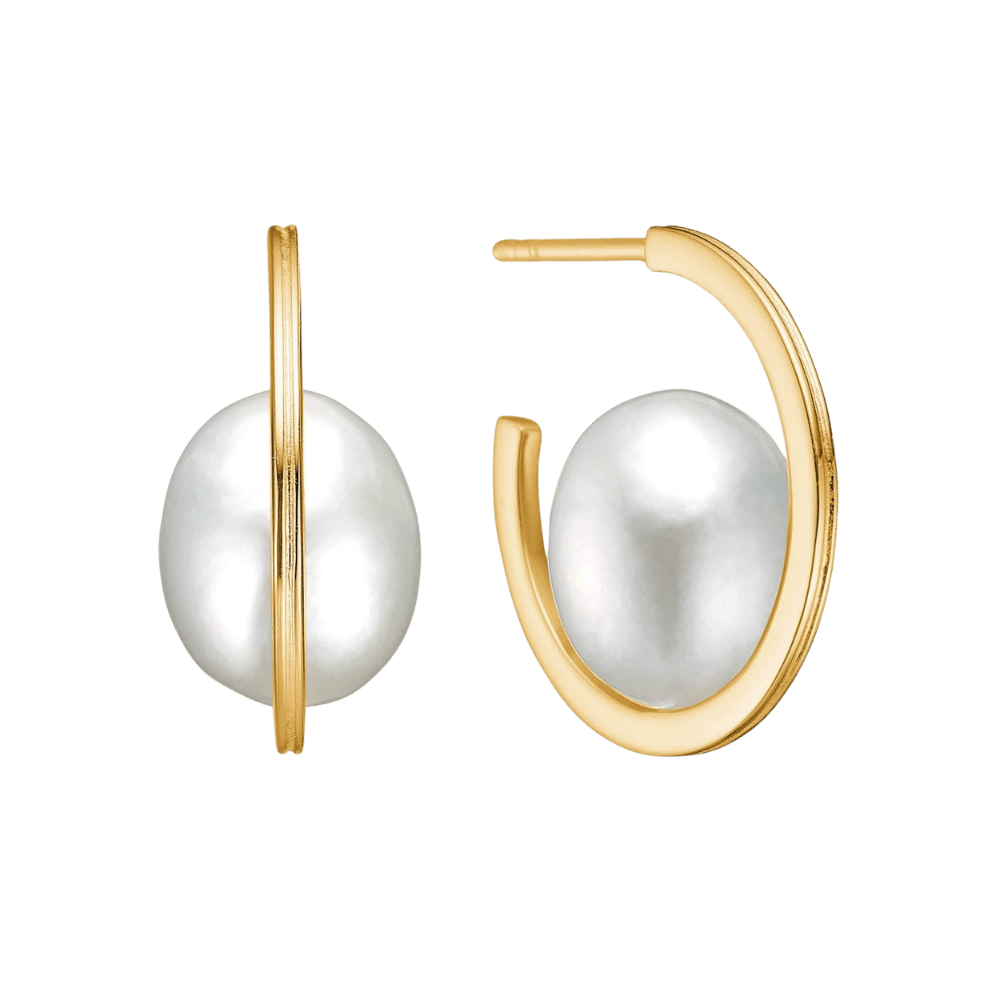 Carré Øreringe Nest hoops med barokperle - forgyldt FH 4416 Baroque