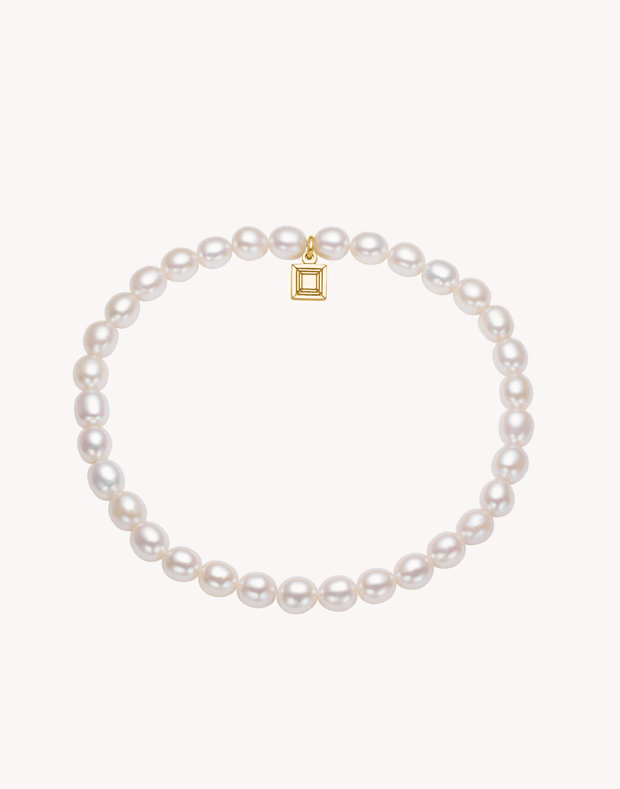 Carré Ocean armbånd med ferskvandsperler - forgyldt FB 4540 BI 17cm