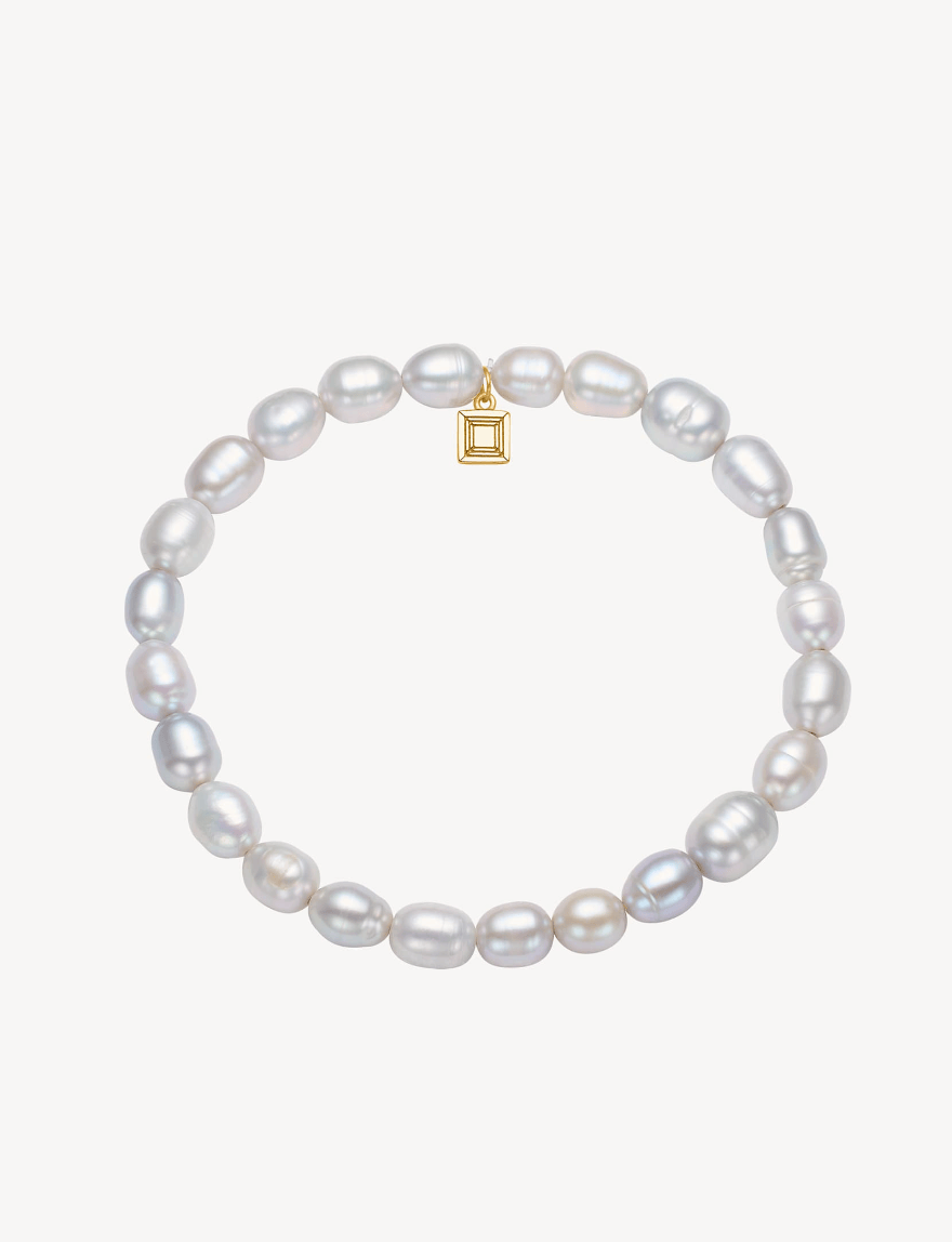 Carré Ocean armbånd med grey ferskvandsperler - forgyldt FB 4540 BG 17cm