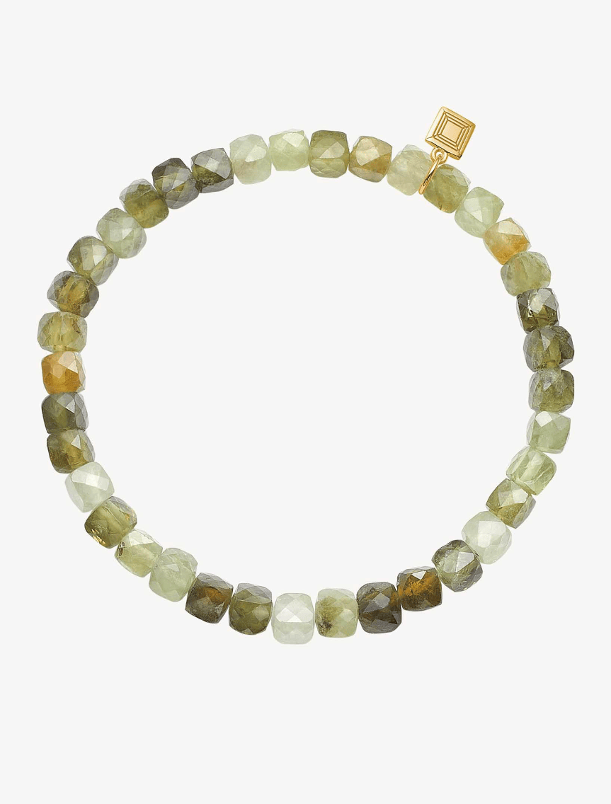 Carré Rondeau armbånd med grøn granat - forgyldt FB 4406 GG 17,5cm