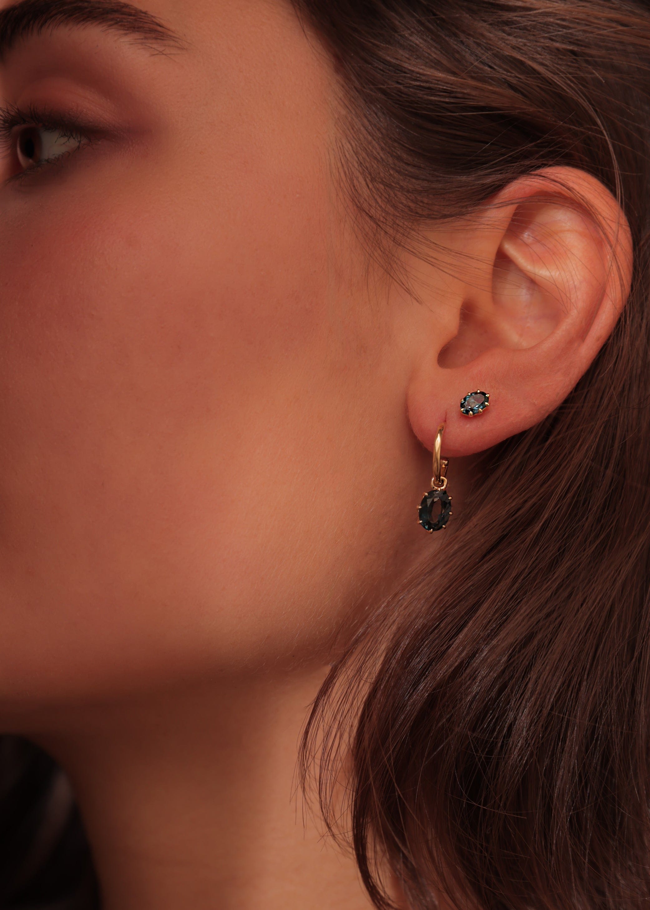 Carré Stella ørestikker med London blå topas - 10 karat TS 4383 LBT