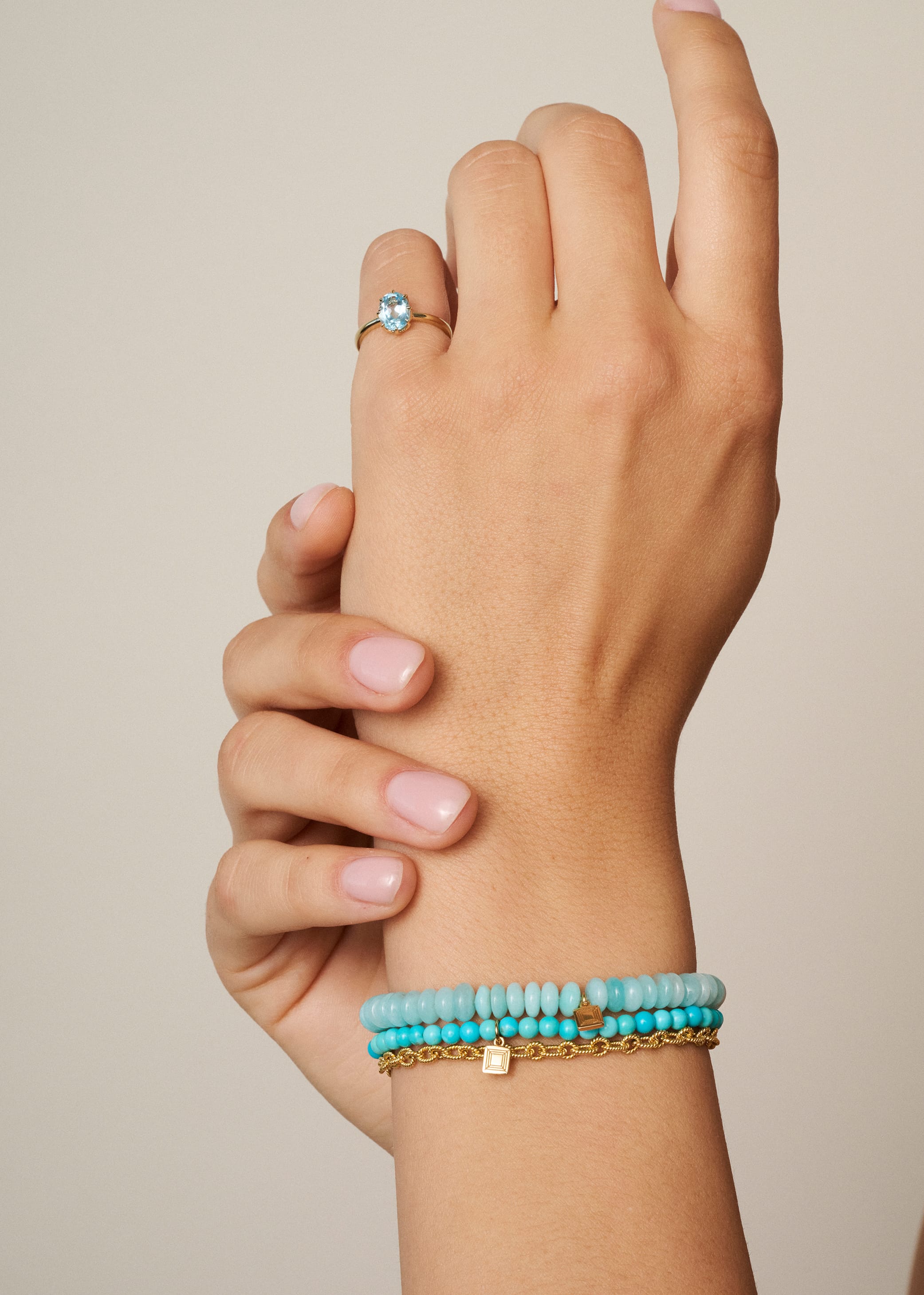 Carré Stella ring med blå topas - 10 karat