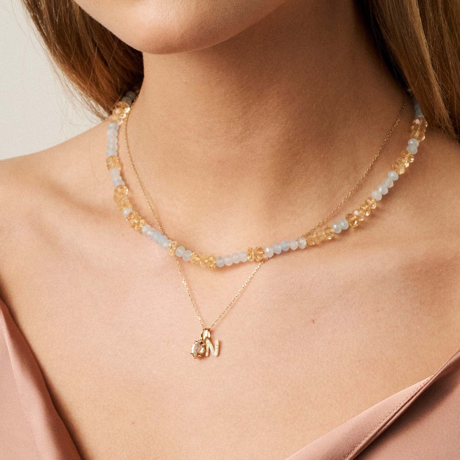 Carré Vedhæng Stella vedhæng med Champagne Quartz - 10 K TL 4383 CHQ
