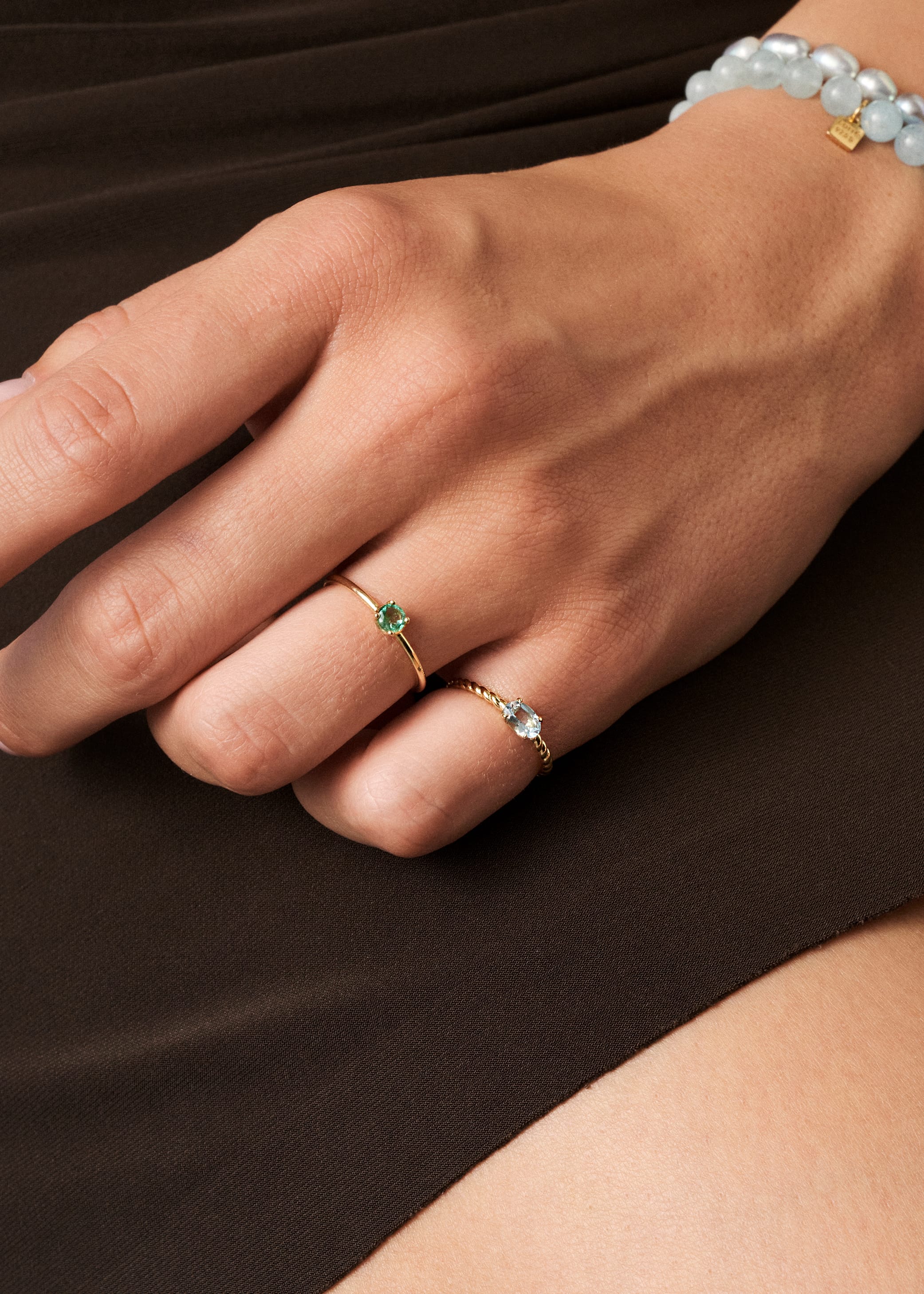 Carré Tresser ring med blå topas - 10 karat