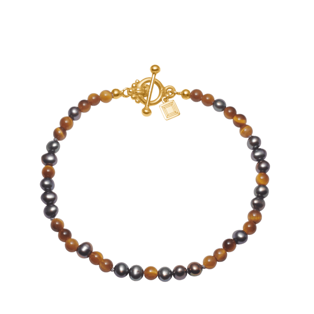 Carré Armbånd Uma armbånd med Peacock perle og Tiger Eye - forgyldt FB 4623 BGTE 18cm