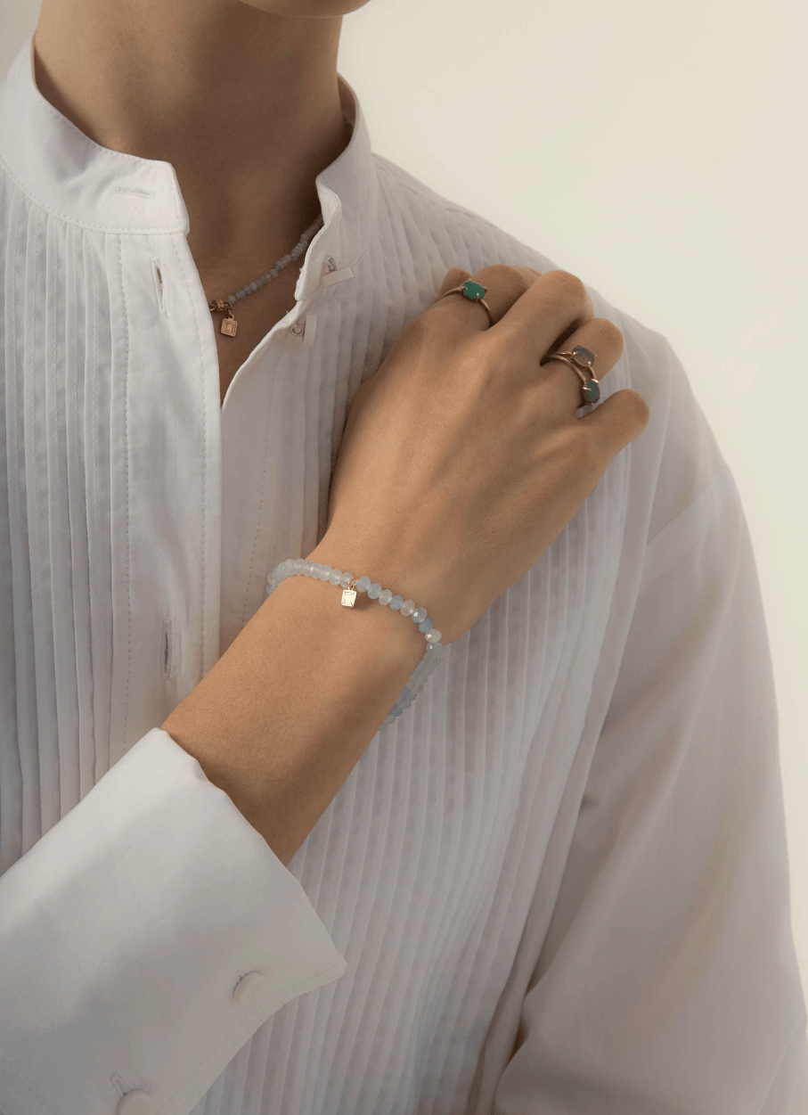 Carré Wisdom armbånd med Aquamarin - forgyldt FB 4544 AQ 17cm