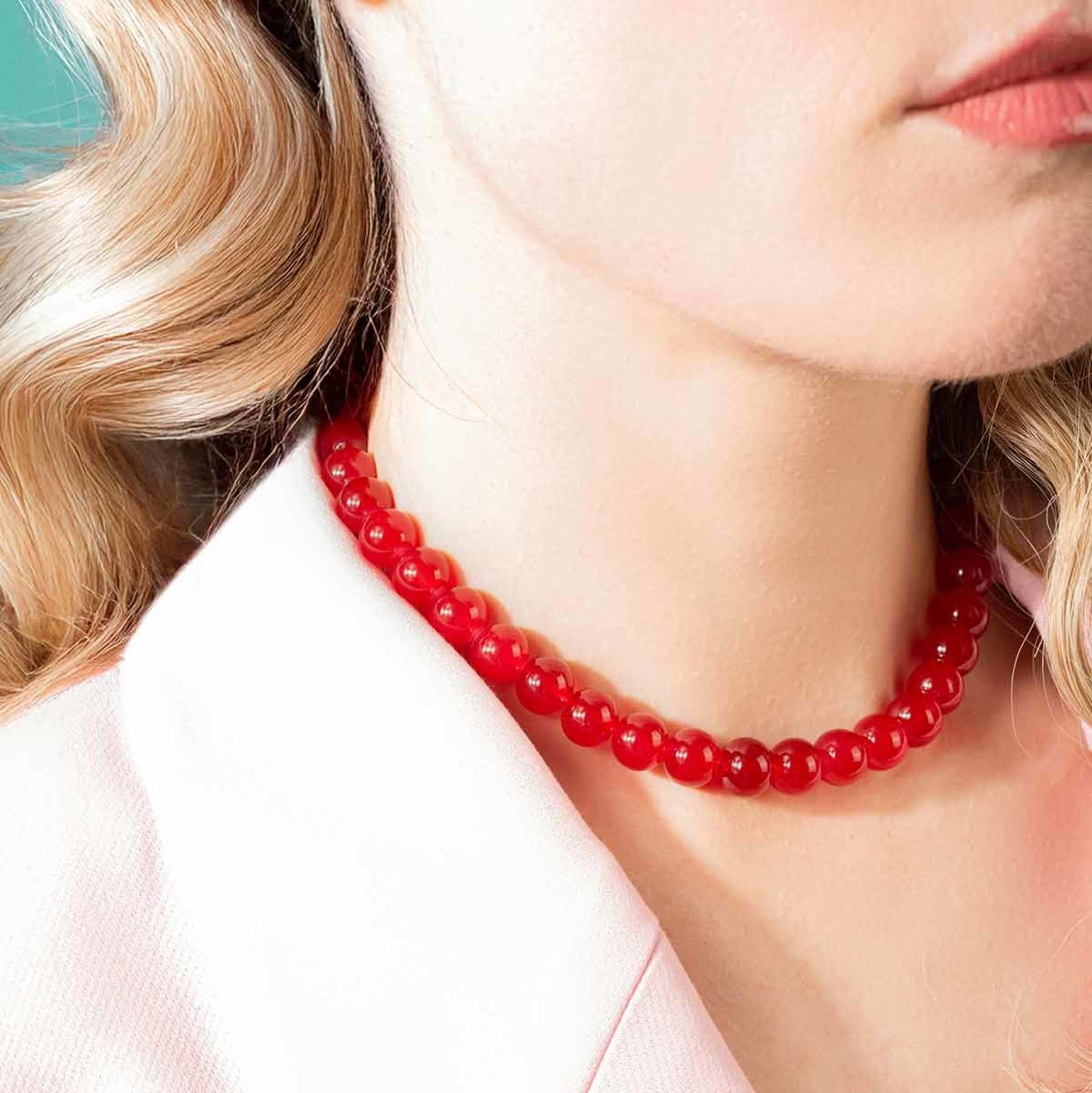 House of Vincent Halskæder Candy coral perlehalskæde berry - forgyldt VJ233-UNG-R-M