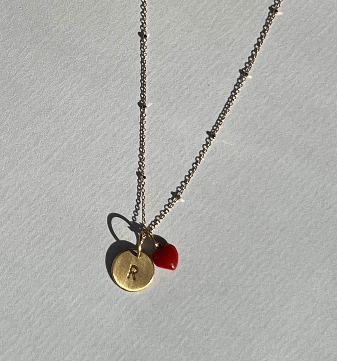 Jane Kønig Halskæder Coral heart hjertevedhæng - 14K guld-khv