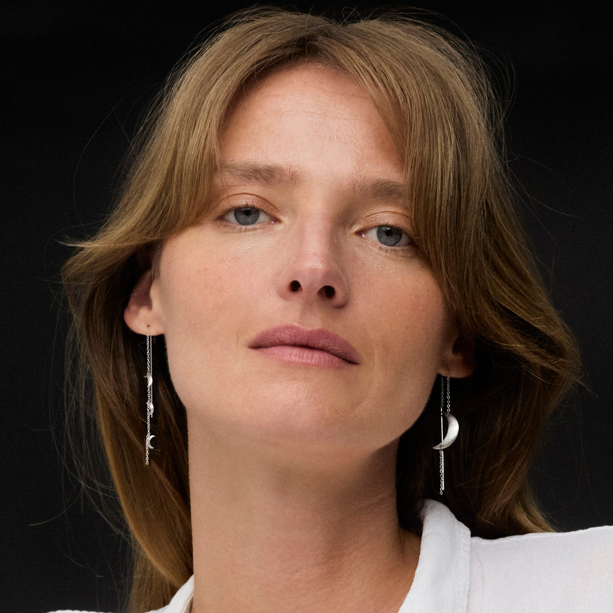 Jane Kønig Øreringe Small Half Moon 2.0 ørering - sølvbelagt stål