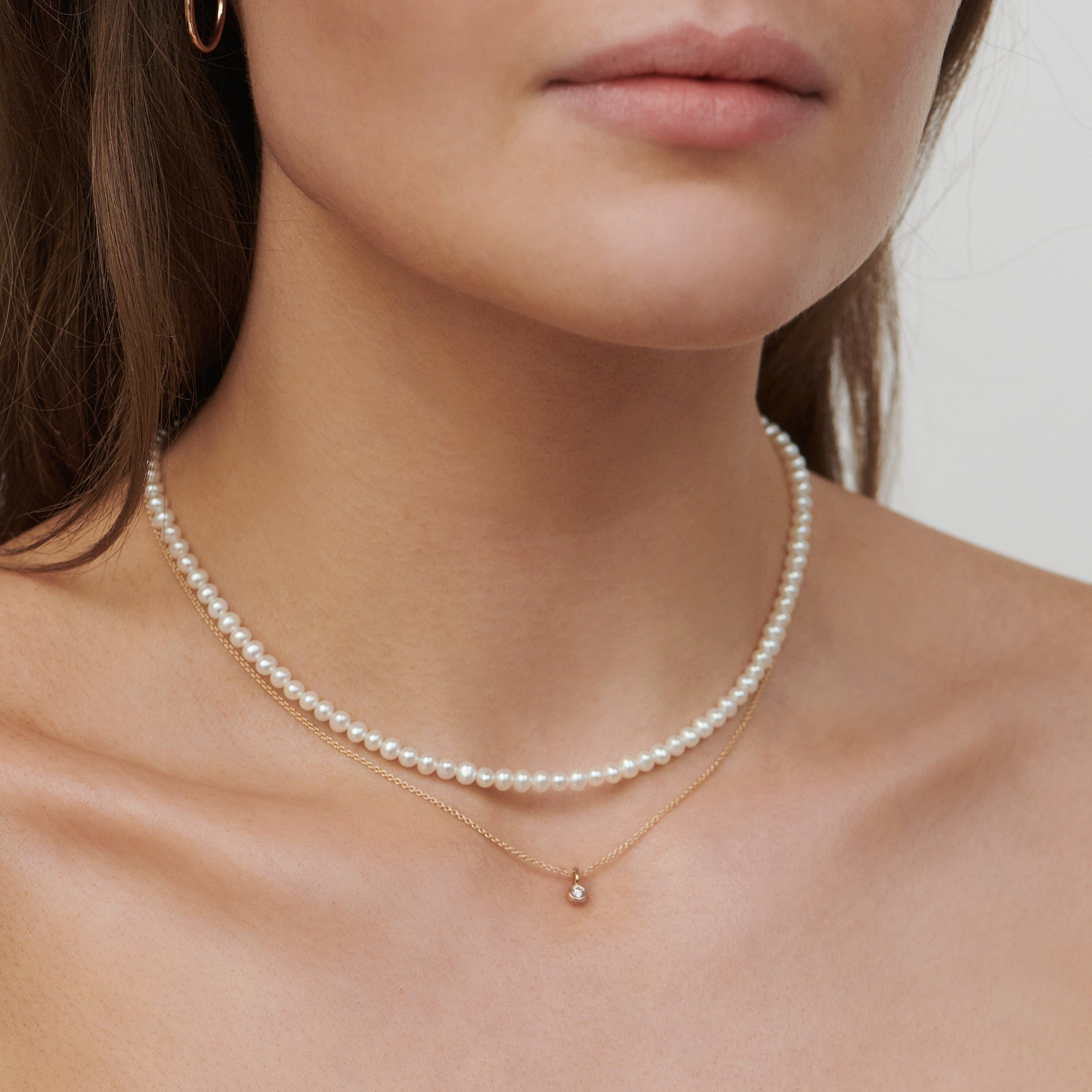 Julie Sandlau Halskæder Esther Halskæde med hvide perler 14K YG14-NL537