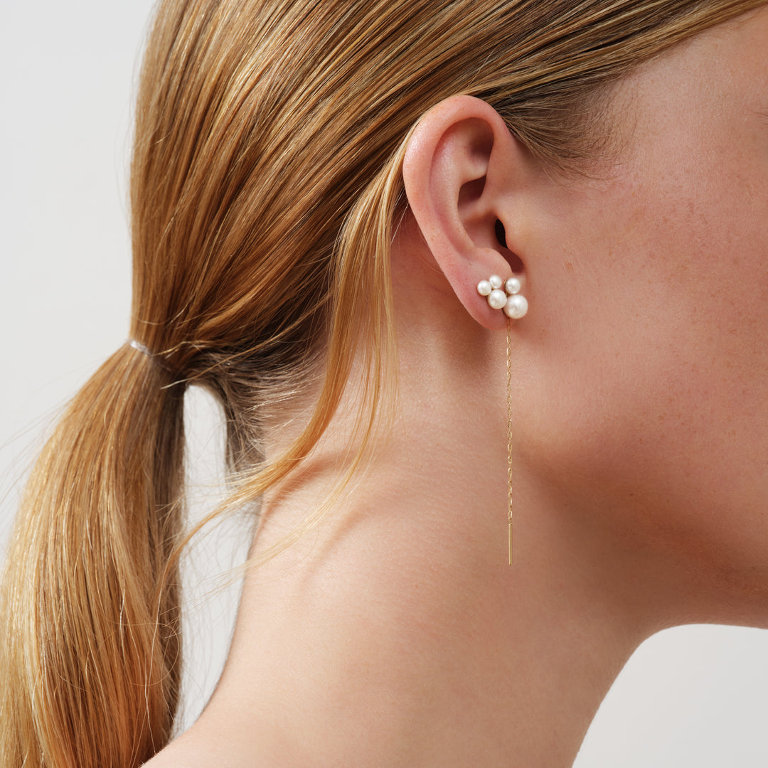 Julie Sandlau Øreringe Esther ørestik med 3 perler - 14K