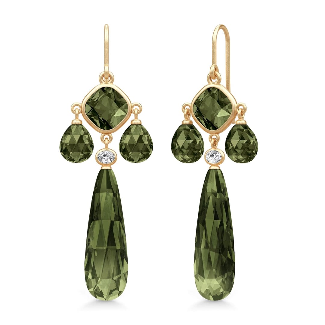 Julie Sandlau Øreringe Ofelia chandeliers øreringe olive green - forgyldt HKS822GDOLCRCZ