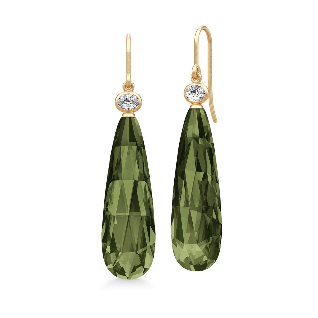 Julie Sandlau Øreringe Ofelia drop øreringe olive green - forgyldt HKS809GDOLCRCZ