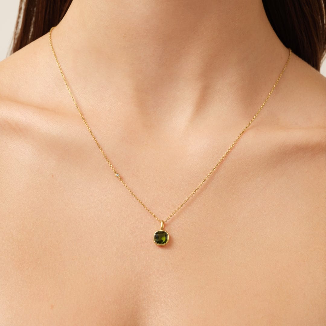 Julie Sandlau Halskæder Olivia pendant vedhæng olive green - forgyldt PD352GDOLCR