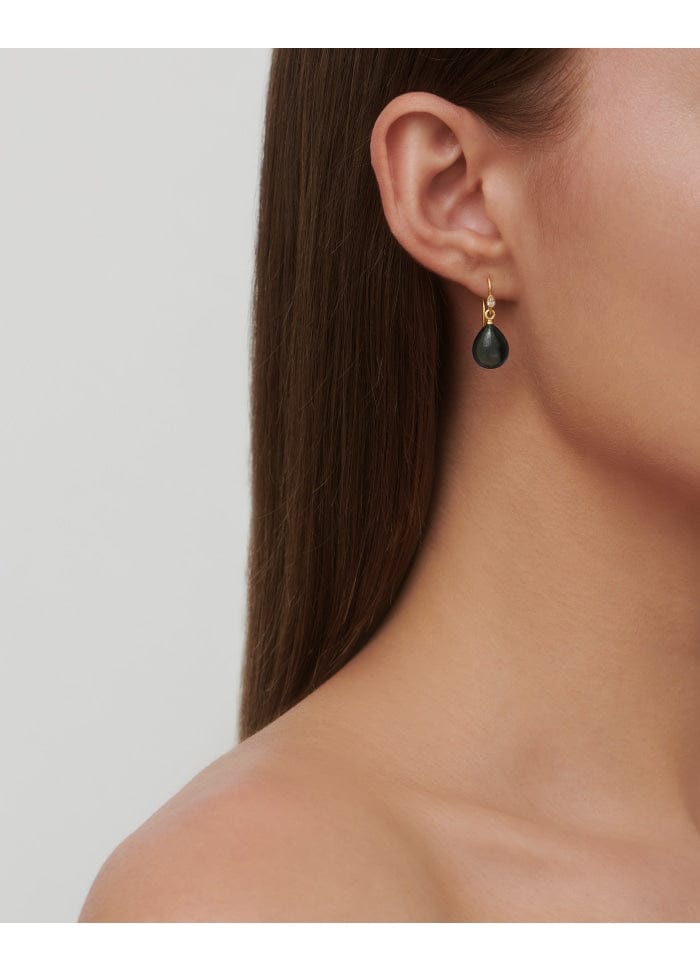 Julie Sandlau Prima Ballerina øreringe med sort sten - forgyldt HKS548GDSMCRCZ