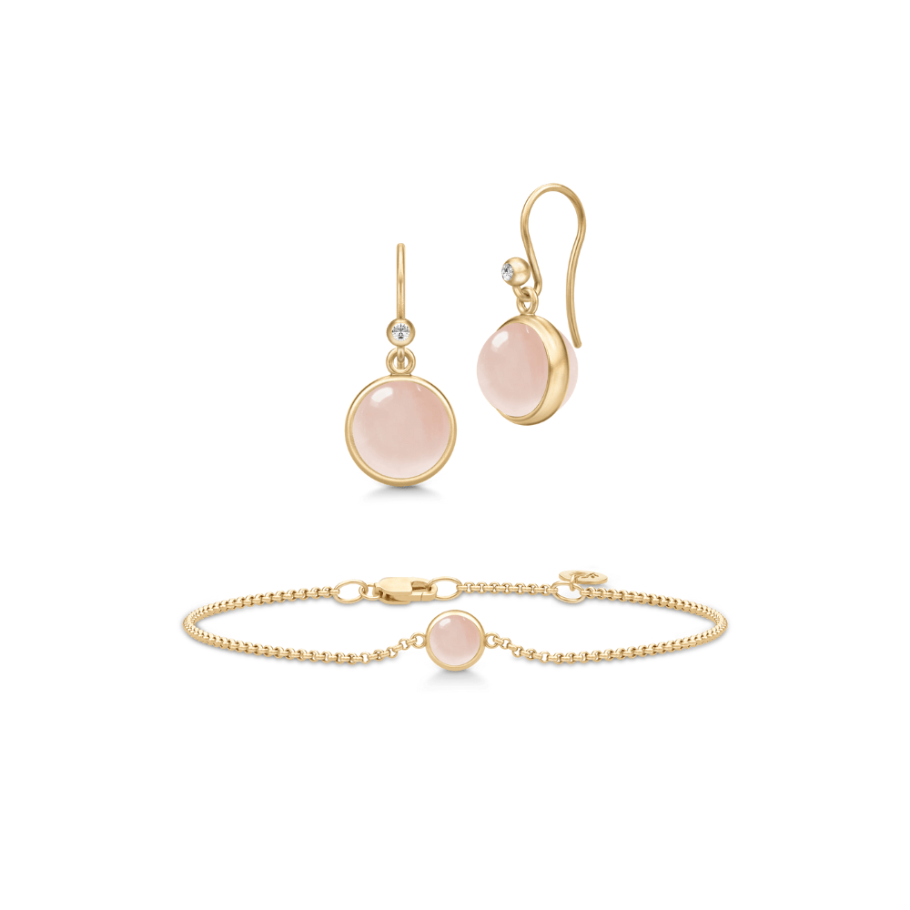 Julie Sandlau Smykkesæt Prime sæt med øreringe og armbånd milky rose - forgyldt