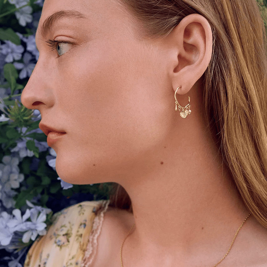 Maanesten Eve øreringe med perler - forgyldt 9994a