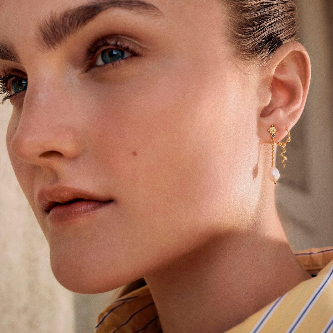 Maanesten Øreringe Evelyn øreringe med sten og perler - Forgyldt 9749a