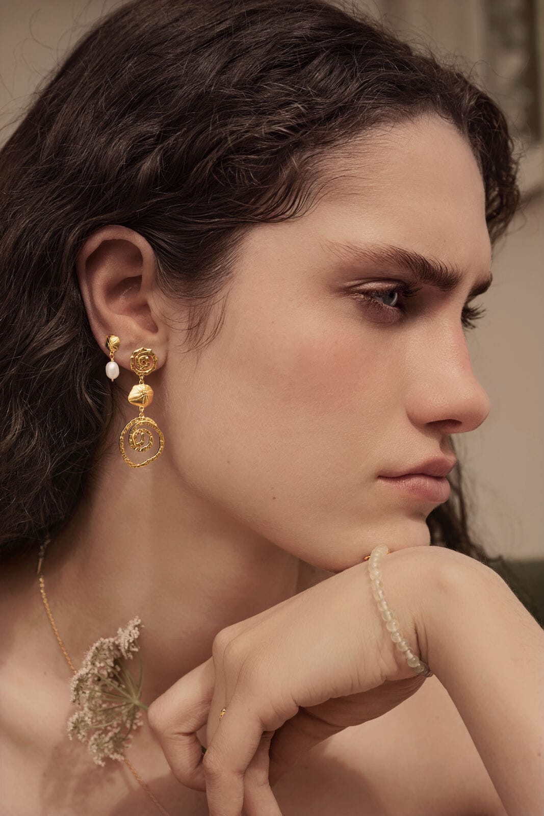 Maanesten Kioku øreringe - forgyldt 10099A