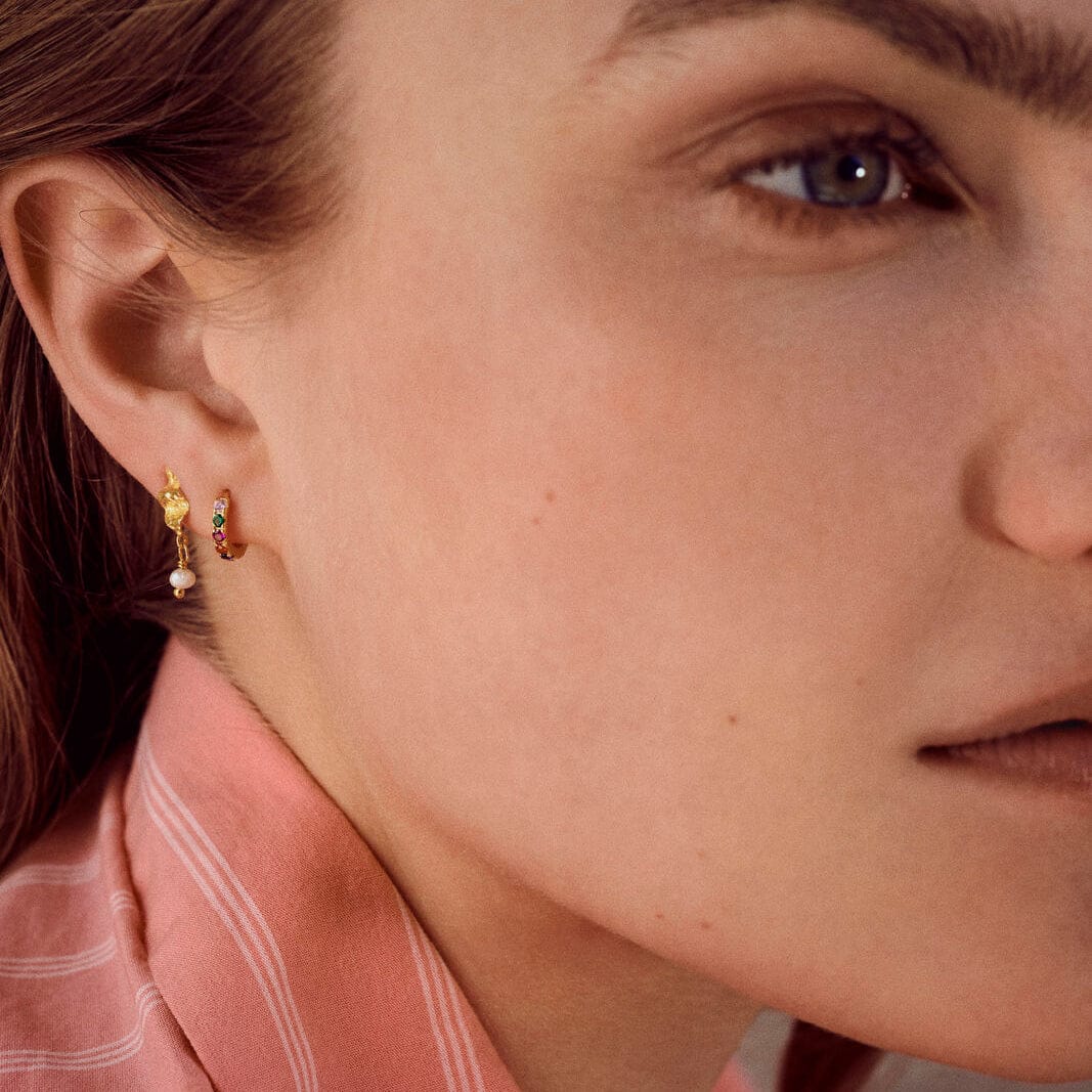 Maanesten Øreringe Lucca ørestikker med perler - Forgyldt 9531a