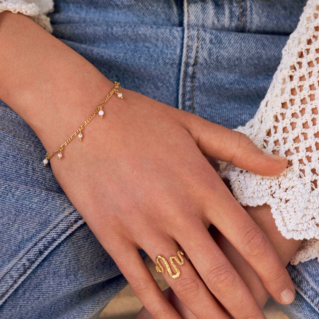 Maanesten Armbånd Lula White armbånd med perler - forgyldt 8519a