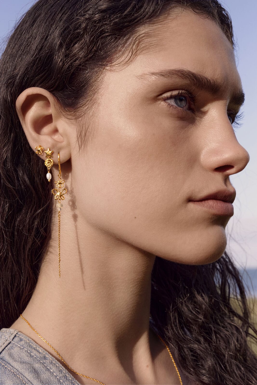 Maanesten Paula øreringe - forgyldt 10108A