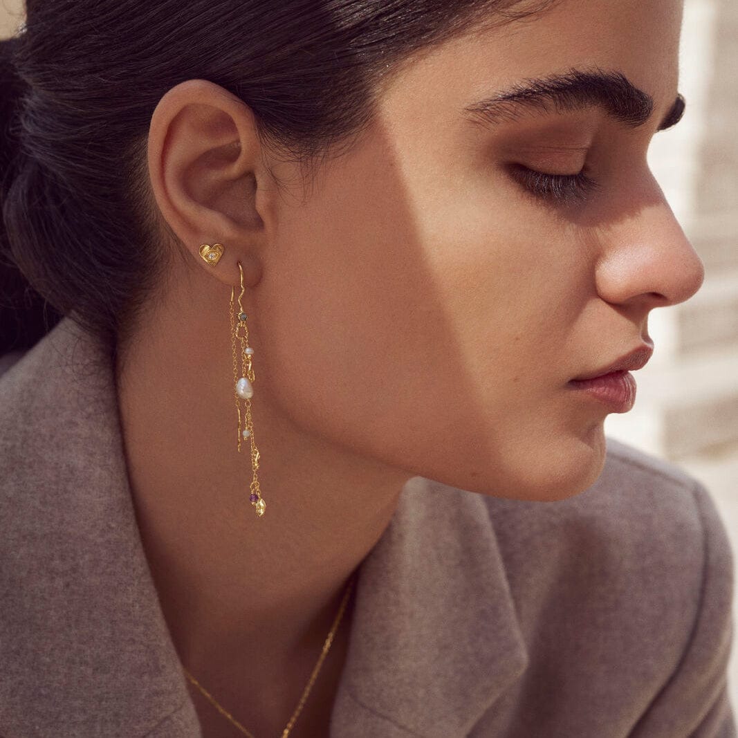 Maanesten Øreringe Poppy øreringe med sten og perler - Forgyldt 9672a