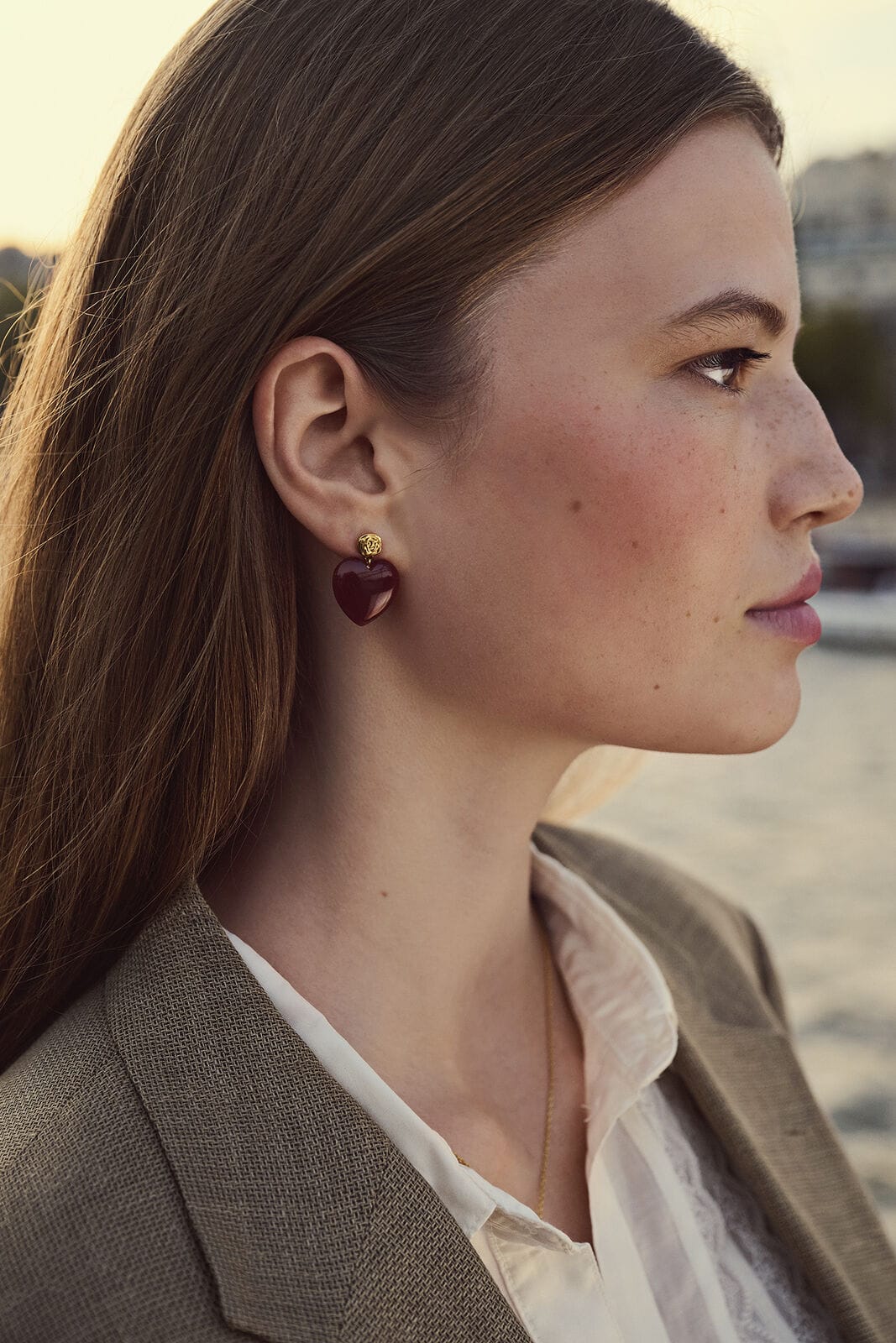 Maanesten Øreringe Rosy Heart hjerteøreringe - forgyldt 10163A