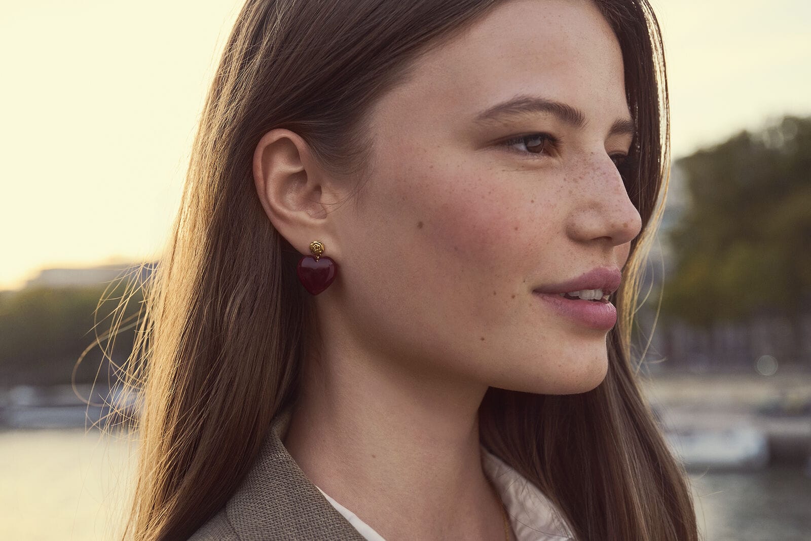 Maanesten Øreringe Rosy Heart hjerteøreringe - forgyldt 10163A