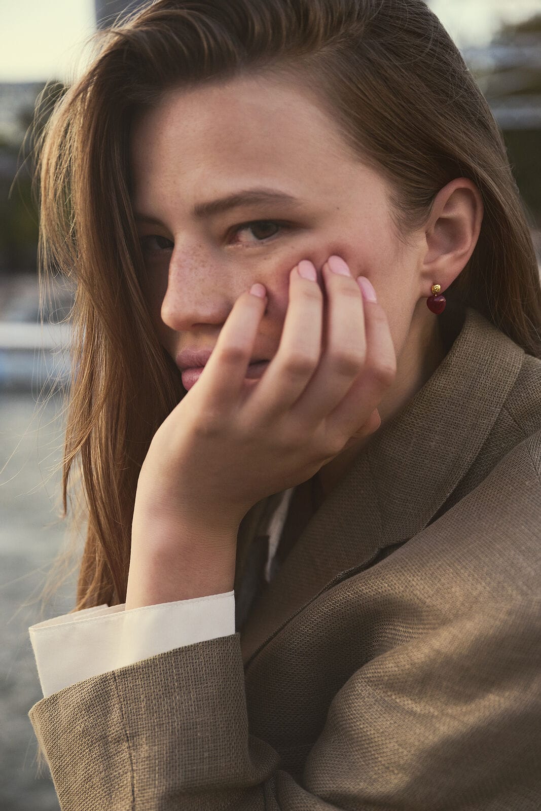 Maanesten Øreringe Rubina Heart hjerteøreringe - forgyldt 10164A