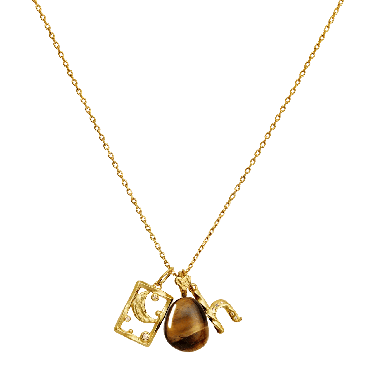 Maanesten Vedhæng Tiger eye earth charm vedhæng - forgyldt 2830a