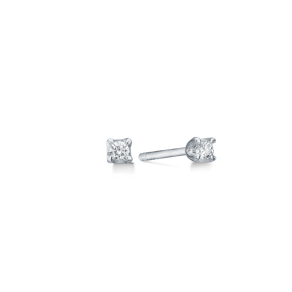 Mads Z Øreringe Crown ørestik m. 0,09 ct. W.SI diamant - 14 kt. hvidguld 1611609
