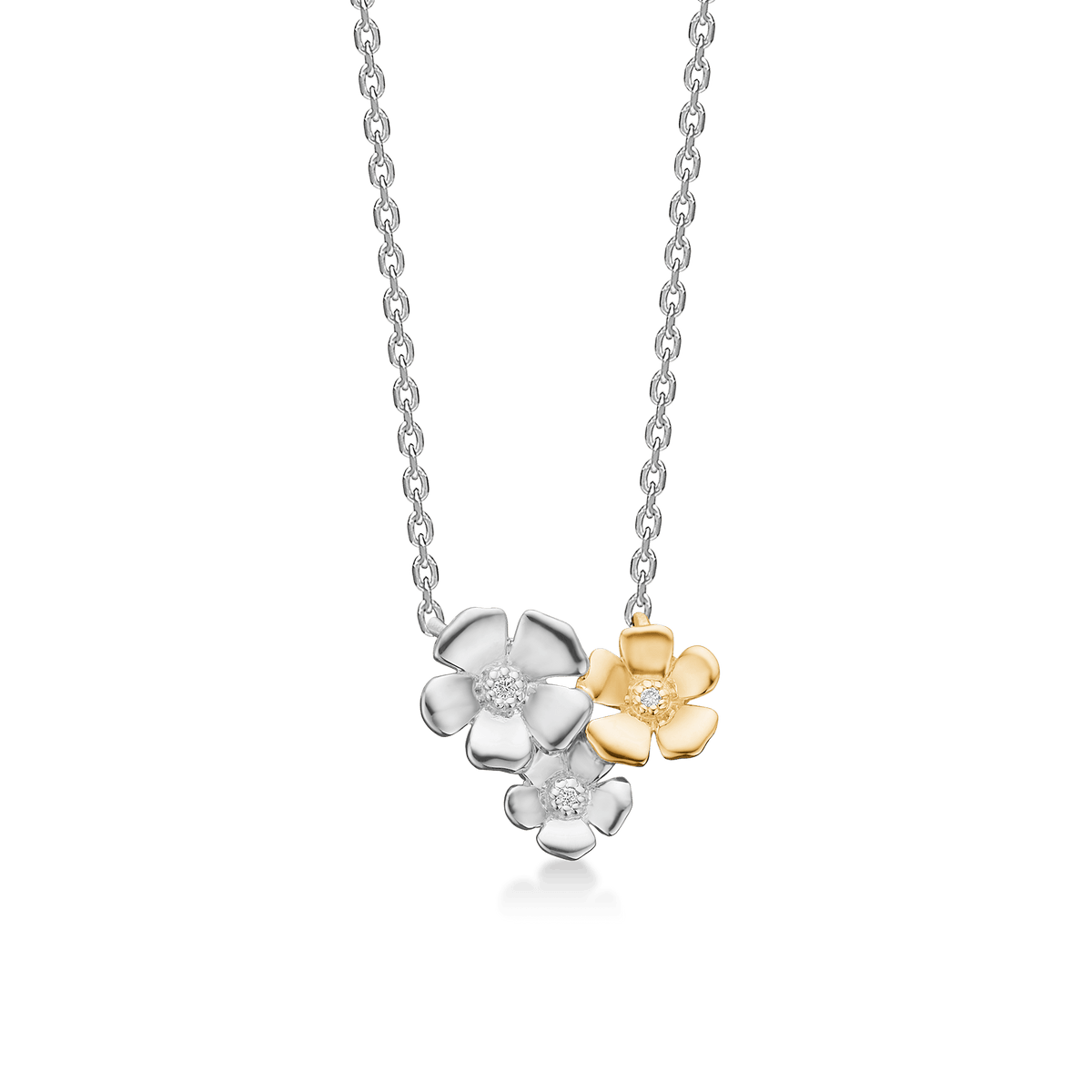 Mads Z Halskæder Fleur halskæde med  0,011 carat- 14 karat hvidguld 2121109