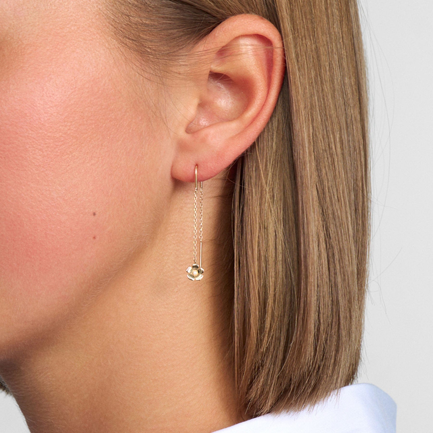 Mads Z Øreringe Fleur ørekæder med diamanter - 14 karat 1501108