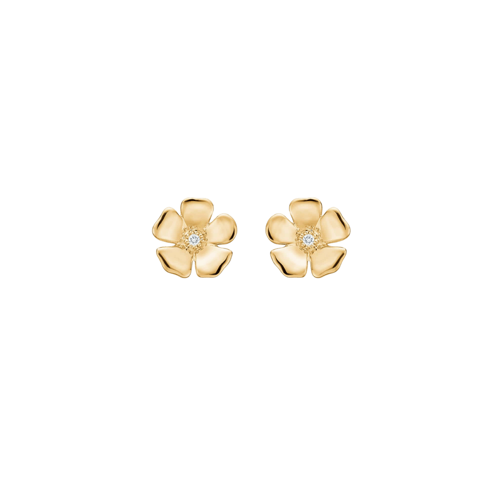 Mads Z Øreringe Fleur ørestikker small med 1 diamant - 14 karat guld 1511108