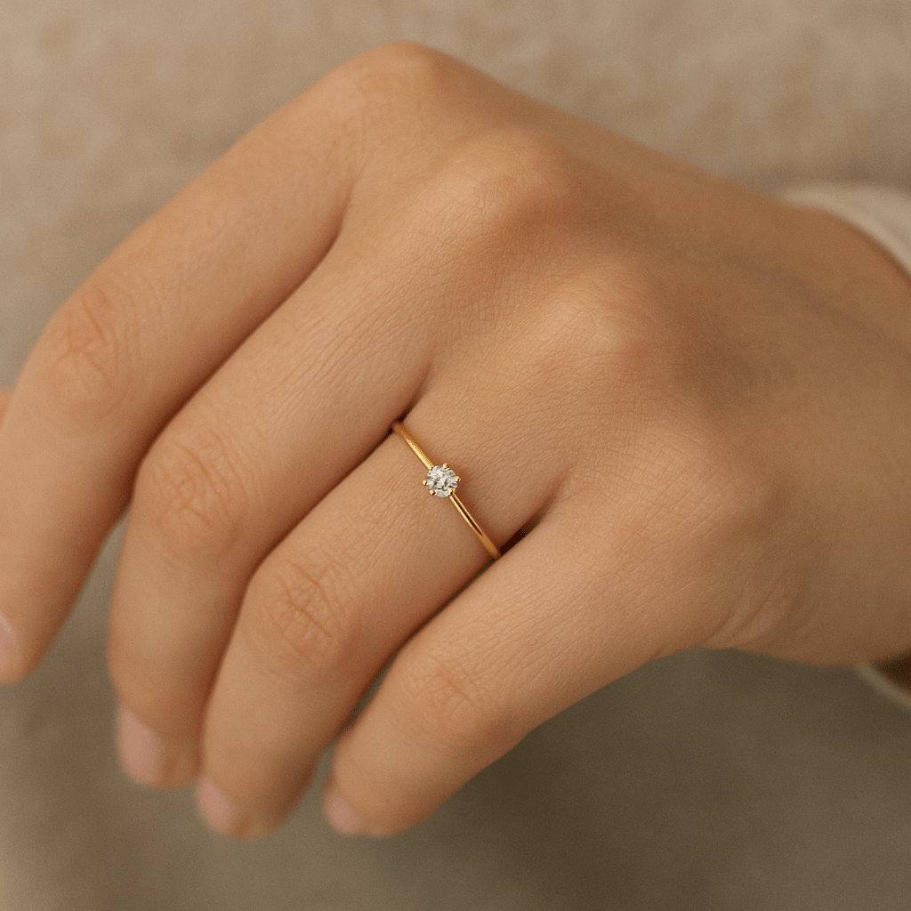 Mads Z Ringe Lydia solitaire ring med zirkon - 8 Karat